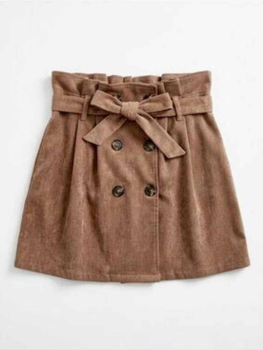 Altar'd State Brown Corduroy Pleated Button Mini Skirt with Tie Belt L Y2K Fall